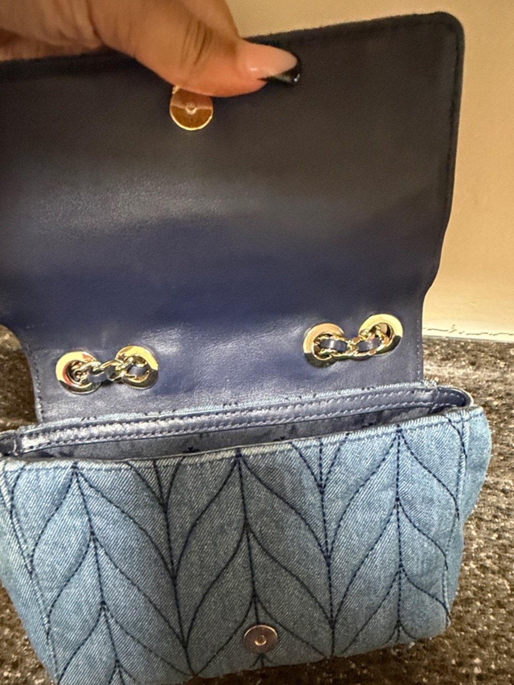 kate spade Denim Quilted Chain Shoulder/Crossbody Bag - Picture 4 of 6